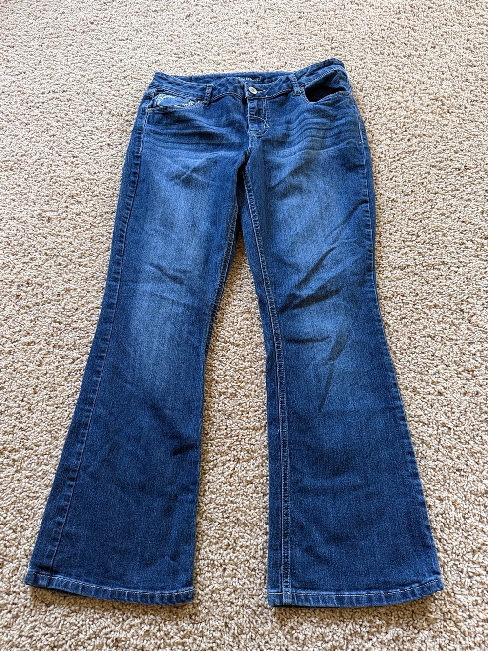 Maurices Dark Blue Flare Jeans — Wide Leg Denim